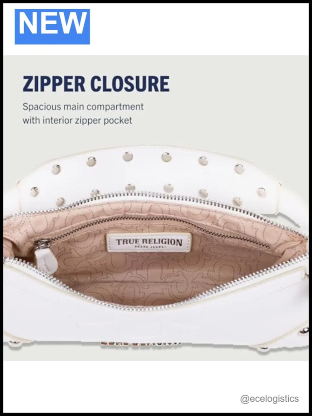 Designer Shoulder Bag with Horseshoe Embroidery, Zip-Top Mini Handbag with